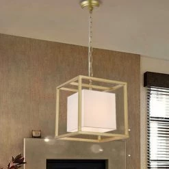 Budget ⭐ Warehouse Of Tiffany Lussa 1-Light Square Gold 12-Inch Pendant 💯