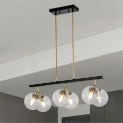Flash Sale ⭐ Warehouse Of Tiffany Maxwell 28 Inch Orb Glass Kitchen Island Chandelier 6 Light - N/A 🎉