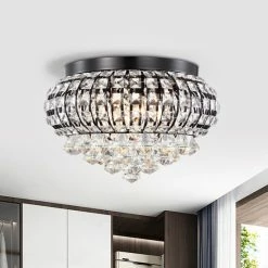 Cheap ✨ Warehouse Of Tiffany Alysha 4-Light Metal & Crystal Shade Flush Mount Silver 🌟