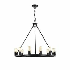 Buy 👏 Warehouse Of Tiffany Liam 12-Light 35 Inch Round Wagon Wheel Chandelier Matte Black 😀 -Warehouse of Tiffany sale unnamed file 1309