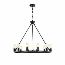 Buy 👏 Warehouse Of Tiffany Liam 12-Light 35 Inch Round Wagon Wheel Chandelier Matte Black 😀 -Warehouse of Tiffany sale unnamed file 1310