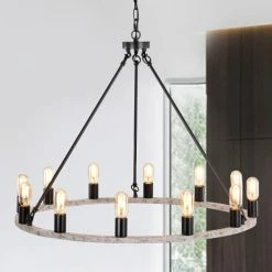 Buy 👏 Warehouse Of Tiffany Liam 12-Light 35 Inch Round Wagon Wheel Chandelier Matte Black 😀 -Warehouse of Tiffany sale unnamed file 1313