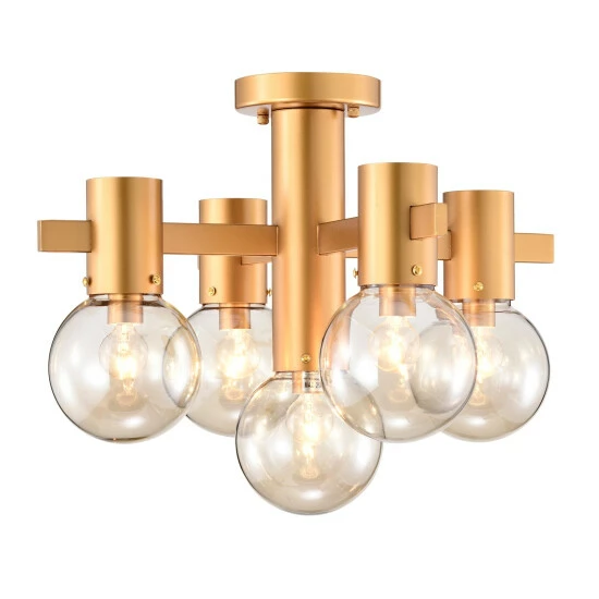 New โจ Warehouse Of Tiffany 18" Wellmian 5-Light Matte Gold Semi-Flushmount Ceiling Lamp Mini Glass Globe Shades ๐ฅ 4 New โจ Warehouse Of Tiffany 18" Wellmian 5-Light Matte Gold Semi-Flushmount Ceiling Lamp Mini Glass Globe Shades ๐ฅ - Image 4