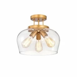 Best Pirce 💯 Warehouse Of Tiffany Sadie Matte Gold 3-Light Clear Curved Glass Shade Semi-Flush Mount 🥰 -Warehouse of Tiffany sale unnamed file 1472