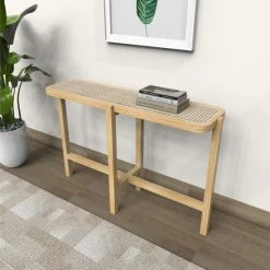 Outlet 😀 Warehouse Of Tiffany Marsie Wood And Rattan 48-inch Console Table Black 🔥
