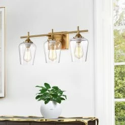 Flash Sale 🤩 Warehouse Of Tiffany Patra 3-light Polished Brass Wall Sconce With Wine Glass Shades - Gold 👏