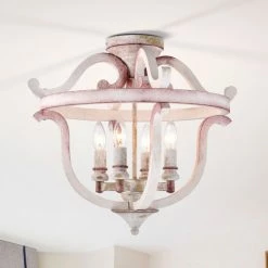 Outlet 💯 Warehouse Of Tiffany Momali 20 Inch Antique Semi Flush Mount With 4 Light 🎁