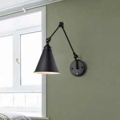 Brand new 🔔 Warehouse Of Tiffany Esmerelda Wall Lamp Sconce Matte Black Swing Arm 1-light 🌟