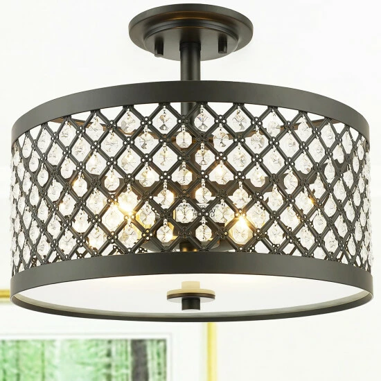 Outlet ๐ Warehouse Of Tiffany Shexel Oil Rubbed Bronze 3-light Semi-Flushmount Ceiling Lamp With Crystal Lattice Shade ๐ 1 Outlet ๐ Warehouse Of Tiffany Shexel Oil Rubbed Bronze 3-light Semi-Flushmount Ceiling Lamp With Crystal Lattice Shade ๐