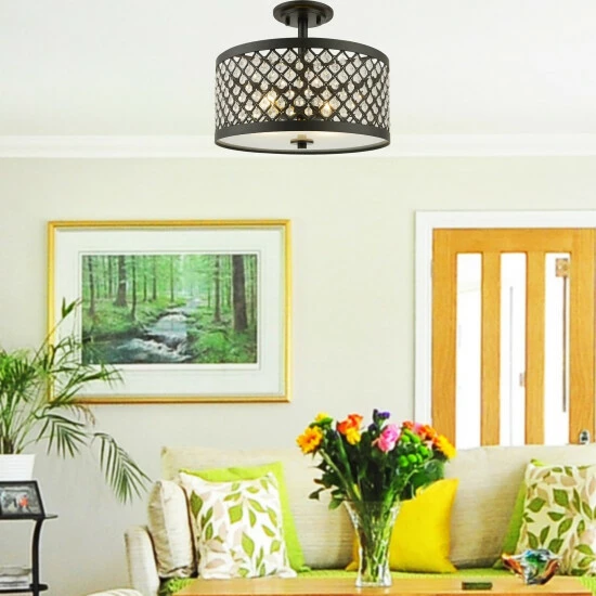 Outlet ๐ Warehouse Of Tiffany Shexel Oil Rubbed Bronze 3-light Semi-Flushmount Ceiling Lamp With Crystal Lattice Shade ๐ 2 Outlet ๐ Warehouse Of Tiffany Shexel Oil Rubbed Bronze 3-light Semi-Flushmount Ceiling Lamp With Crystal Lattice Shade ๐ - Image 2