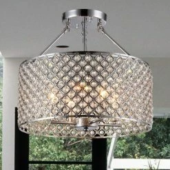 Best reviews of ⭐ Warehouse Of Tiffany Yasmin Chrome 1-Light Semi-Flushmount With Crystal Clear Shade 👍