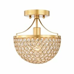 Outlet ✨ Warehouse Of Tiffany Laverna Semi-Flush Mount Crystal Ceiling Light Matte Gold Finish 1-Light - N/A 🔥 -Warehouse of Tiffany sale unnamed file 2119