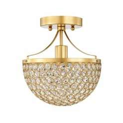 Outlet ✨ Warehouse Of Tiffany Laverna Semi-Flush Mount Crystal Ceiling Light Matte Gold Finish 1-Light - N/A 🔥 -Warehouse of Tiffany sale unnamed file 2120