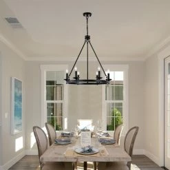 Best deal 👍 Warehouse Of Tiffany Leontia 25 Inch Mid-Century Modern Wagon Wheel Style Matte Black Finish Ceiling Lighted Candle Chandelier 6-Light - N/A 🧨 -Warehouse of Tiffany sale unnamed file 2235