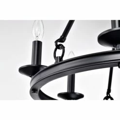 Best deal 👍 Warehouse Of Tiffany Leontia 25 Inch Mid-Century Modern Wagon Wheel Style Matte Black Finish Ceiling Lighted Candle Chandelier 6-Light - N/A 🧨 -Warehouse of Tiffany sale unnamed file 2239