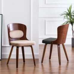 Deals 😍 Warehouse Of Tiffany Lagol Curved Back Wood Dining Side Chair Micorsuede Padding (Set 2) Gray 👍