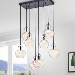 Cheapest 😉 Warehouse Of Tiffany Beveen Black Metal And Glass 8-light Pendant 👍