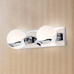 Best Pirce โจ Warehouse Of Tiffany Tomy 14 Inch Chrome Finish Orb Opaque Glass Wall Sconces 2 Light ๐