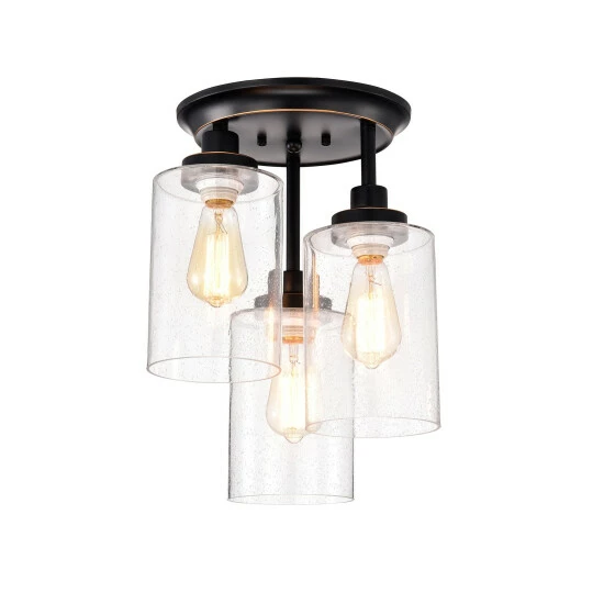 Promo π Warehouse Of Tiffany Harun Oil Rubbed Bronze 3-Light Semi-Flush Mount 𧨠5 Promo π Warehouse Of Tiffany Harun Oil Rubbed Bronze 3-Light Semi-Flush Mount 𧨠- Image 5