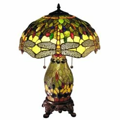 Best Pirce 🥰 Warehouse Of Tiffany Zurie 18-inch Double-lit Green Dragonfly Table Lamp 👏