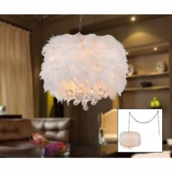 Outlet ⭐ Warehouse Of Tiffany Finna 3-light Feathered 15-inch Chrome Swag Lamp 🥰