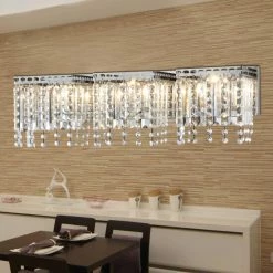 Cheap ⭐ Warehouse Of Tiffany Fatima 3-light Chrome 26-inch Crystal Wall Lamp 🔥