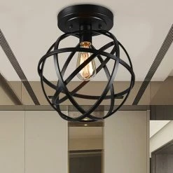 Best reviews of 🧨 Warehouse Of Tiffany Emrael 1-light Globe Ceiling Lamp Antique Black Includes Edison Bulb 🔔