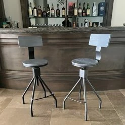Best reviews of 🎉 Warehouse Of Tiffany Roshe Weathered Wood Swiveling Bar Stool Adjustable Height Metal Base Black-gray 🛒