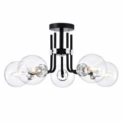 Cheapest 🎁 Warehouse Of Tiffany Laruda Semi Flush Mount Ceiling Light Modern-Sputnik Style Matte Black And Silver Finish 5-Light - N/A 🎁 -Warehouse of Tiffany sale unnamed file 4546