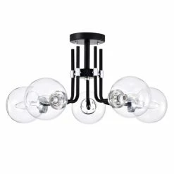 Cheapest 🎁 Warehouse Of Tiffany Laruda Semi Flush Mount Ceiling Light Modern-Sputnik Style Matte Black And Silver Finish 5-Light - N/A 🎁 -Warehouse of Tiffany sale unnamed file 4547