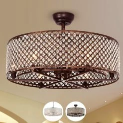 Outlet ⭐ Warehouse Of Tiffany Miyaka 6-light Metal 29-inch Lighted Ceiling Fan Chandelier Chrome 🌟
