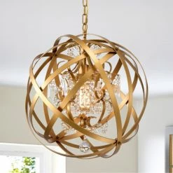 Best reviews of ⌛ Warehouse Of Tiffany Verite 19 Inch Matte Gold With 1 Light Chandelier With Globe Metal Shade (Color Optional) ✔️