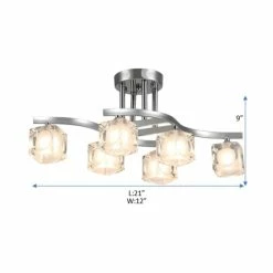 Promo 😀 Warehouse Of Tiffany Delphina Chrome 6-Light Semi-Flush Mount With Clear Glass Shade - Silver 👍 -Warehouse of Tiffany sale unnamed file 483