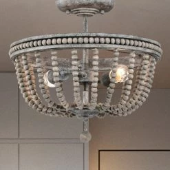 Wholesale ✨ Warehouse Of Tiffany Pocany 16 Inch Bohemian Style Semi Flush Mount Antique Grey Finish 👏