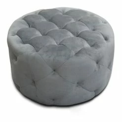 Best Sale 😉 Warehouse Of Tiffany Meerna 24-inch Round Tufted Padded Ottoman (Optional Colors) Slate Grey 🎁 -Warehouse of Tiffany sale unnamed file 506