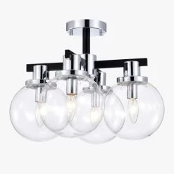 Hot Sale 🎉 Warehouse Of Tiffany Hersilia Semi Flush Mount Ceiling Light Modern-Globe Style Chrome Polished And Matte Black Finish 4-Light - N/A 😀 -Warehouse of Tiffany sale unnamed file 5139