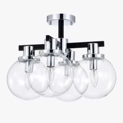 Hot Sale 🎉 Warehouse Of Tiffany Hersilia Semi Flush Mount Ceiling Light Modern-Globe Style Chrome Polished And Matte Black Finish 4-Light - N/A 😀 -Warehouse of Tiffany sale unnamed file 5140