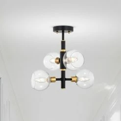 Top 10 🥰 Warehouse Of Tiffany Silvia Semi Flush Mount Ceiling Light Matte Black And Brass Finish 4-Light - N/A 🛒
