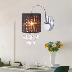 Best Sale 🤩 Warehouse Of Tiffany Andrea 1-light Wall Lamp Chrome 9-inch And Crystals ❤️