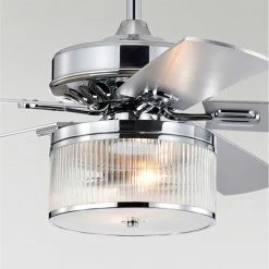 Outlet 😍 Warehouse Of Tiffany Elvira 52 Inch Chrome Polished And Matte Black Finish Ceiling Fan With Remote 😉