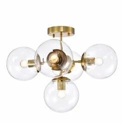 Best deal 🧨 Warehouse Of Tiffany Haaris Semi Flush Mount Ceiling Light Modern-Globe Style Satin Gold Polished Finish 5-Light - N/A 🥰 -Warehouse of Tiffany sale unnamed file 6162