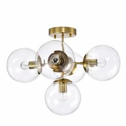 Best deal 🧨 Warehouse Of Tiffany Haaris Semi Flush Mount Ceiling Light Modern-Globe Style Satin Gold Polished Finish 5-Light - N/A 🥰 -Warehouse of Tiffany sale unnamed file 6163