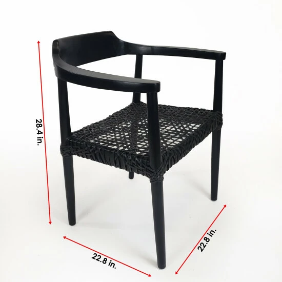 Brand new ⭐ Warehouse Of Tiffany Erline Teak Wood Weaved Leather Seat Accent Chair Armchair Black 🤩 5 Brand new ⭐ Warehouse Of Tiffany Erline Teak Wood Weaved Leather Seat Accent Chair Armchair Black 🤩 - Image 5