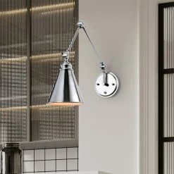 Best Sale โญ Warehouse Of Tiffany Esmerelda Wall Lamp Sconce Chrome Swing Arm 1-light ๐งจ