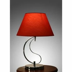 Best Pirce 🌟 Warehouse Of Tiffany Christina 1-light Red Fabric 20-inch Chrome Table Lamp 🔔
