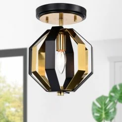 Best reviews of ✔️ Warehouse Of Tiffany Felicia Semi Flush Mount Ceiling Light Matte Black And Gold Polished Finish 1-Light - N/A 🔥