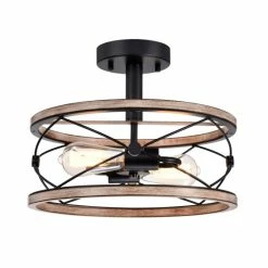 Hot Sale 💯 Warehouse Of Tiffany Vesta Semi Flush Mount Ceiling Light Matte Black With Wood Grain Finish 2-Light - N/A 🔔 -Warehouse of Tiffany sale unnamed file 6577