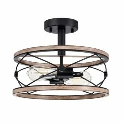 Hot Sale 💯 Warehouse Of Tiffany Vesta Semi Flush Mount Ceiling Light Matte Black With Wood Grain Finish 2-Light - N/A 🔔 -Warehouse of Tiffany sale unnamed file 6578