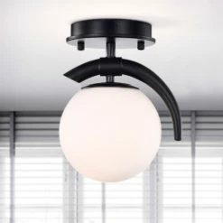 Best deal 🧨 Warehouse Of Tiffany Samina 10 Inch Glass Globe Shade Semi Flush Mount Single Light ✔️