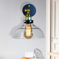 Brand new ⌛ Warehouse Of Tiffany Langdon Black 1-Light Sconce With Clear Glass Shade 🔔